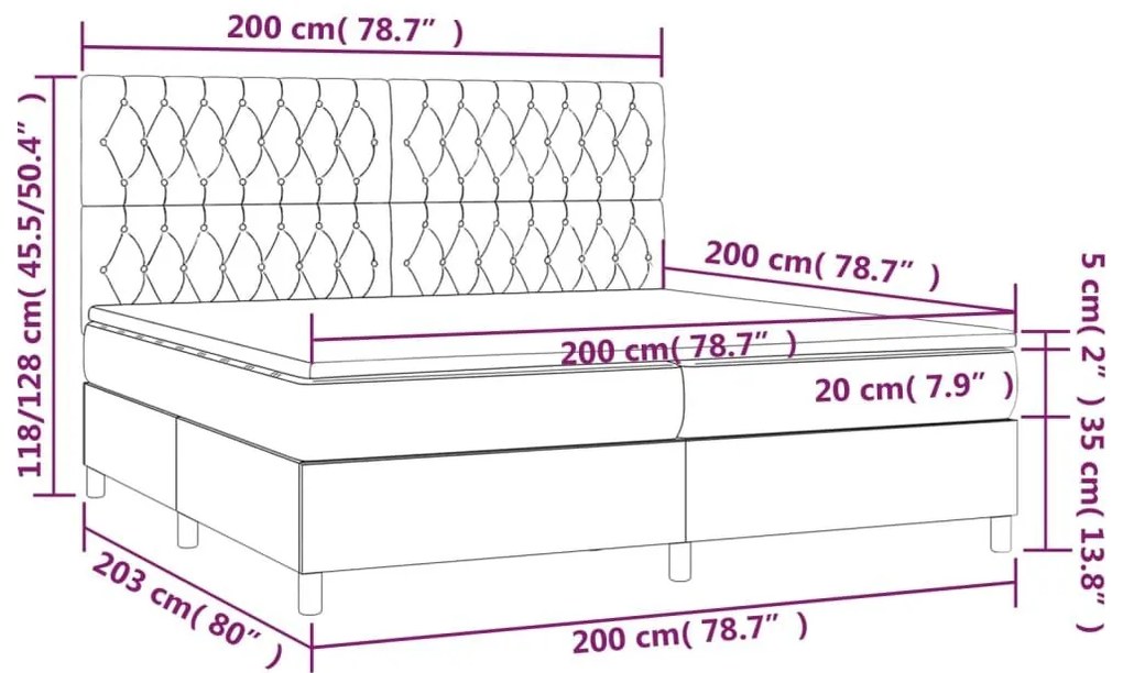 Κρεβάτι Boxspring με Στρώμα Μπλε 200x200 εκ. Υφασμάτινο - Μπλε