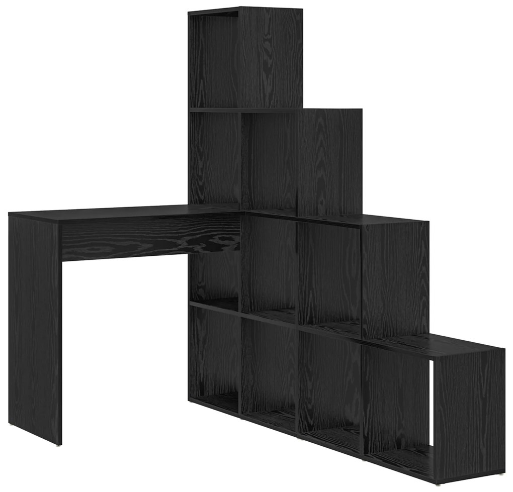 vidaXL Γωνιακό γραφείο με ράφι Μαύρη δρυς 101.5 x 149.5 x 149.5 εκ.
