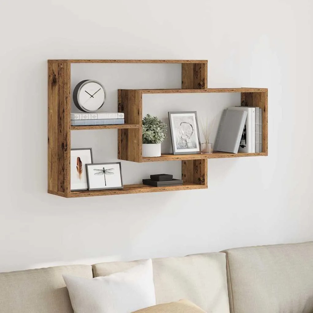 Ράφι τοίχου Παλιό ξύλο 104x20x58,5 cm Κατασκευασμένο ξύλο - Καφέ