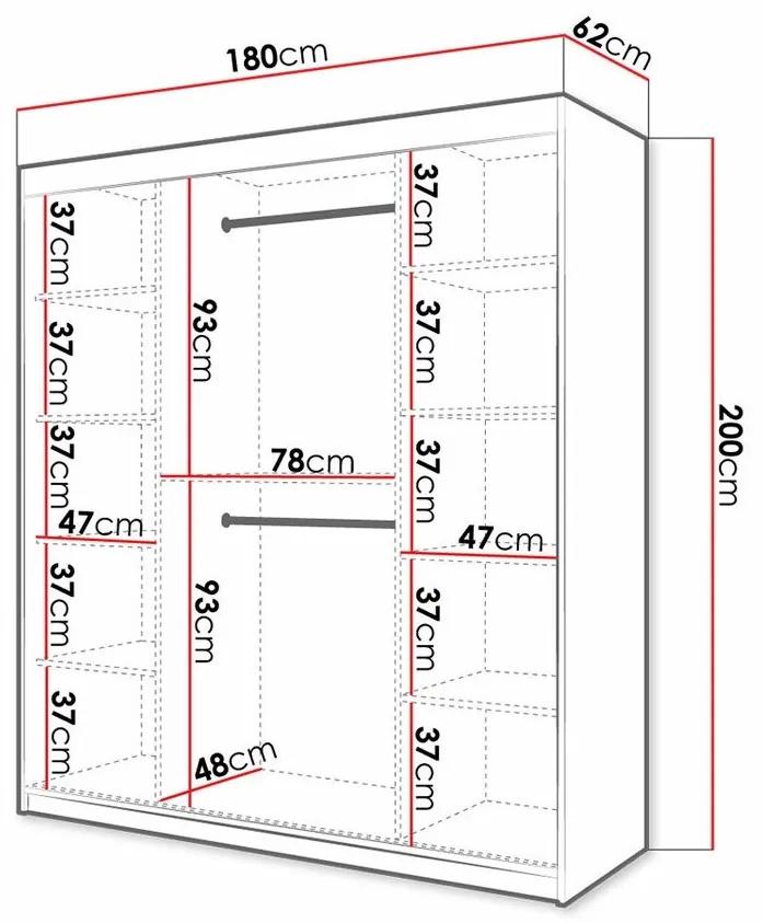 Ντουλάπα Hartford H126, Άσπρο, 200x180x62cm, 149 kg, Πόρτες ντουλάπας: Ολίσθηση, Αριθμός ραφιών: 9, Αριθμός ραφιών: 9 | Epipla1.gr