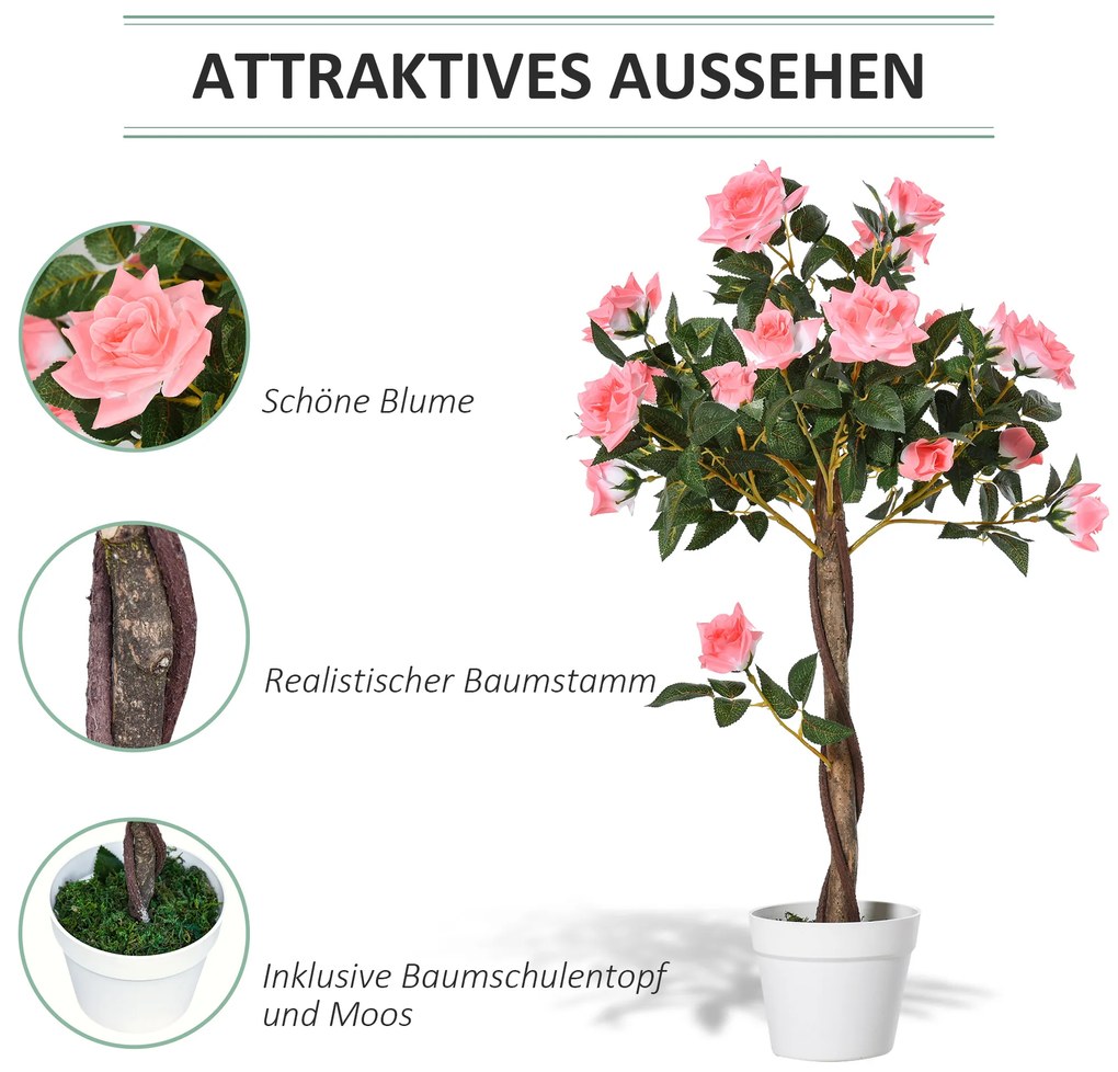 Outsunny Τεχνητό δέντρο, Τεχνητό φυτό σε τσιμεντένια γλάστρα, Τεχνητό φυτό