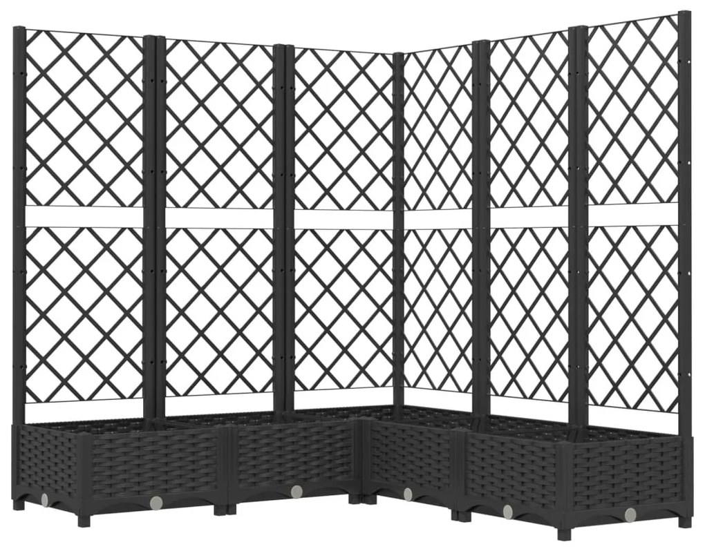 vidaXL Ζαρντινιέρα Κήπου με Καφασωτό Μαύρο 120x120x121,5 εκ. από PP