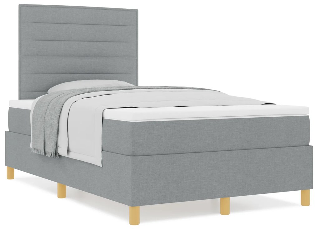 vidaXL Κρεβάτι με Σπαστό Στρώμα Ανοιχτό Γκρι 120x200 cm Ύφασμα