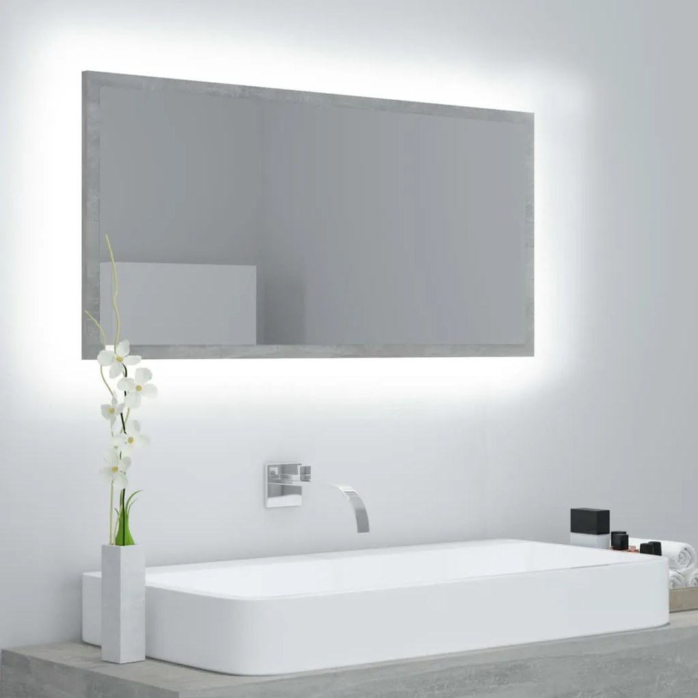 vidaXL Καθρέφτης Μπάνιου Γκρι Σκυροδέματος 90x8,5x37 εκ. Ακρυλικός
