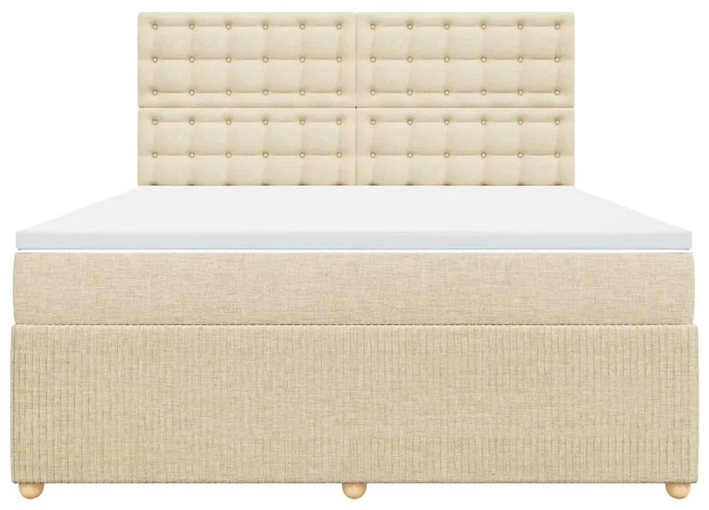 vidaXL Κρεβάτι Boxspring με Στρώμα Κρεμ 180x200 εκ. Υφασμάτινο