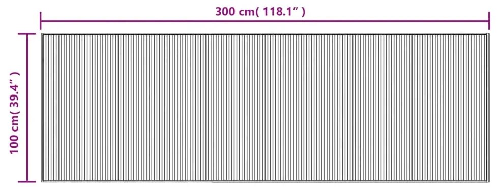 Χαλί Ορθογώνιο Ανοιχτό Φυσικό 100 x 300 εκ. Μπαμπού - Μπεζ