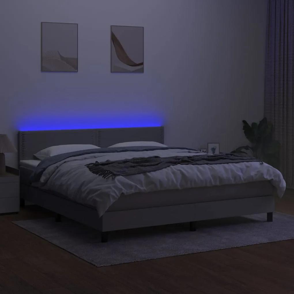 vidaXL Κρεβάτι Boxspring με Στρώμα & LED Αν.Γκρι 180x200 εκ Υφασμάτινο