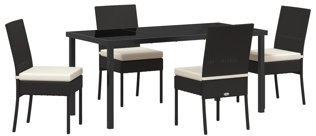vidaXL Σετ Garden Dining 5 Τεμαχίων Μαύρο Πολυ Ρατάν