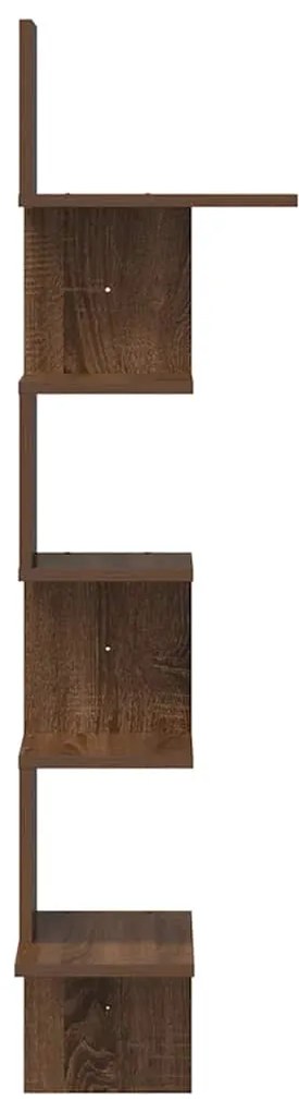 Γωνιακή Ραφιέρα Τοίχου Καφέ Δρυς 32x32x127,5 εκ. Επεξ. Ξύλο - Καφέ