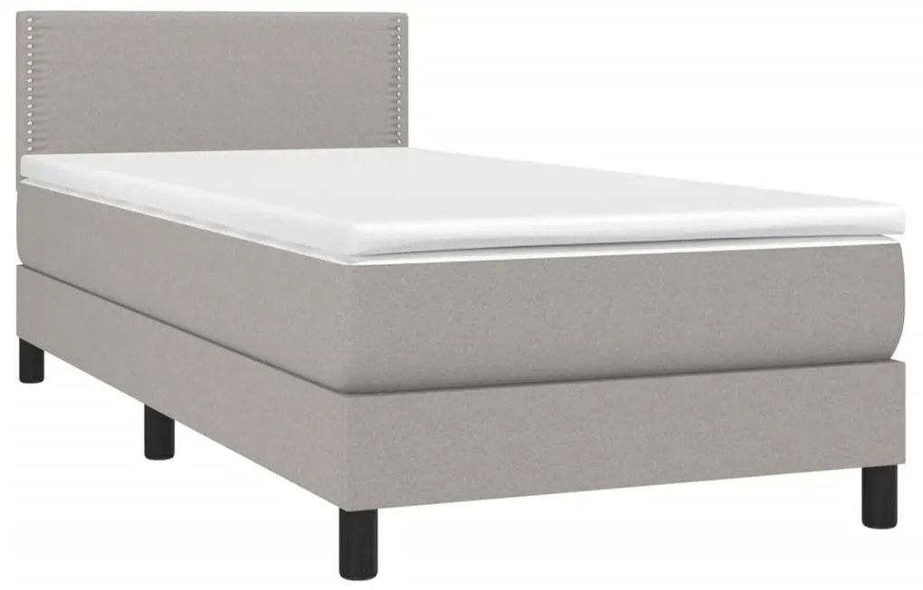 vidaXL Κρεβάτι Boxspring με Στρώμα & LED Αν.Γκρι 80x200 εκ. Υφασμάτινο