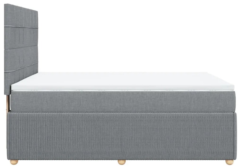 vidaXL Κρεβάτι Boxspring με Στρώμα Ανοιχτό Γκρι 140x190 εκ. Υφασμάτινο