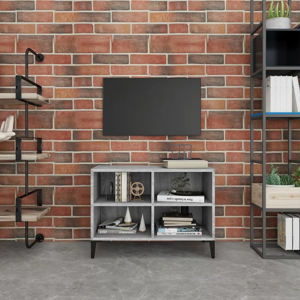 vidaXL Έπιπλο Τηλεόρασης Γκρι Sonoma 69,5x30x50 εκ. με Μεταλλικά Πόδια