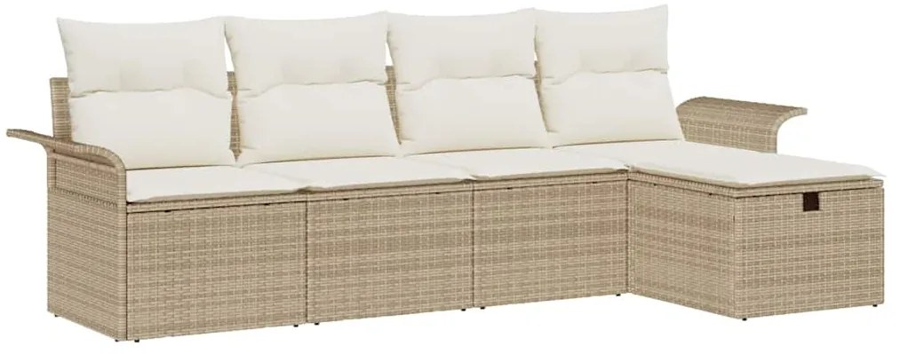 vidaXL Σετ Καναπέ Κήπου 5 pcs Μπεζ και Κρέμα συνθετικό ρατάν