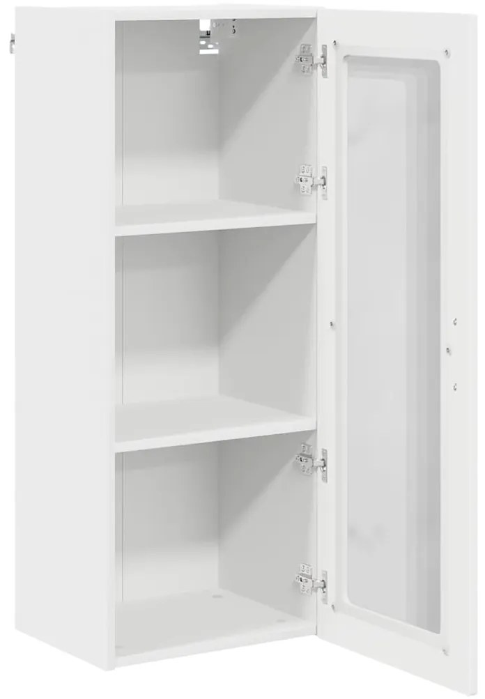 vidaXL Κρεμαστό ντουλάπι κουζίνας με ράφι Υψηλής γυαλάδας λευκό