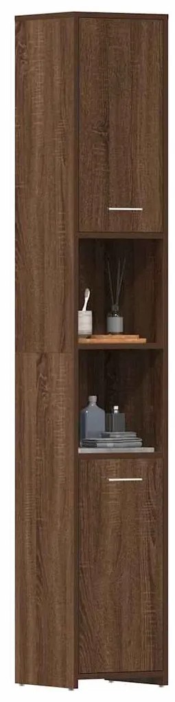 vidaXL Ντουλάπι Μπάνιου Καφέ Δρυς 30x30x183,5 εκ. Επεξεργασμένο Ξύλο