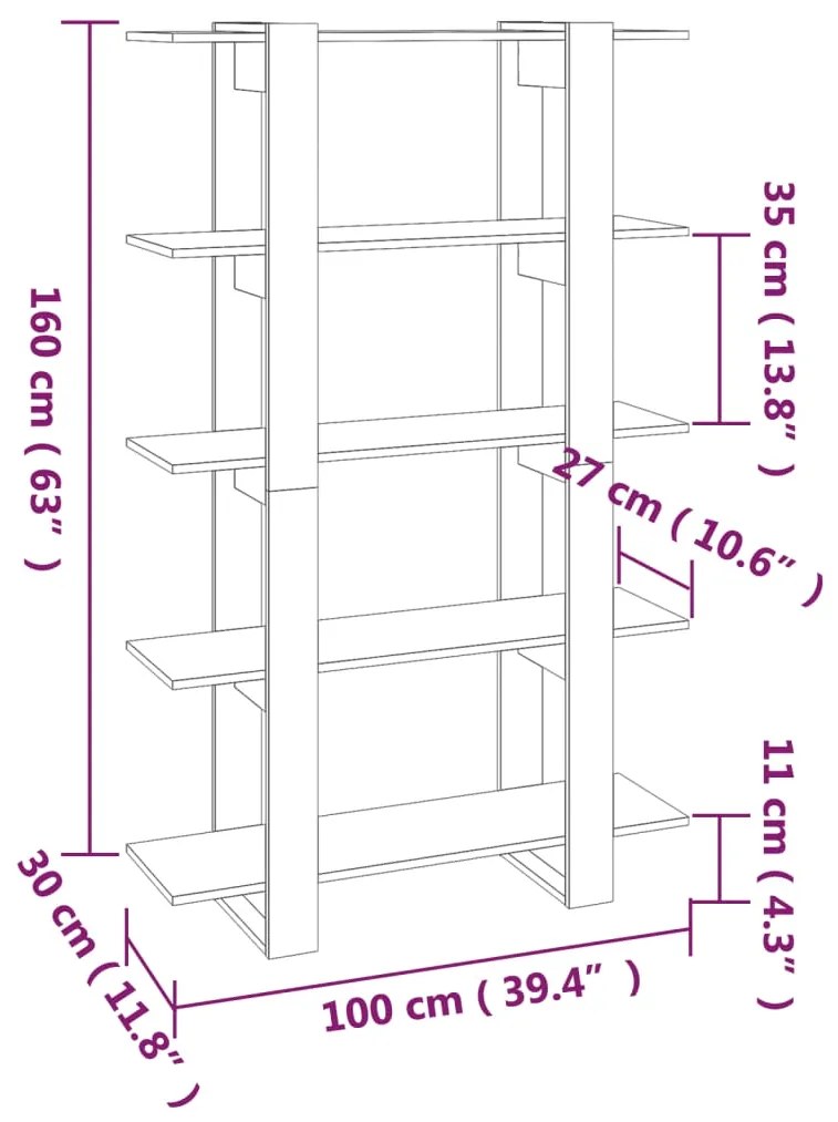 Βιβλιοθήκη/Διαχωριστικό Χώρου Μαύρο 100 x 30 x 160 εκ. - Μαύρο