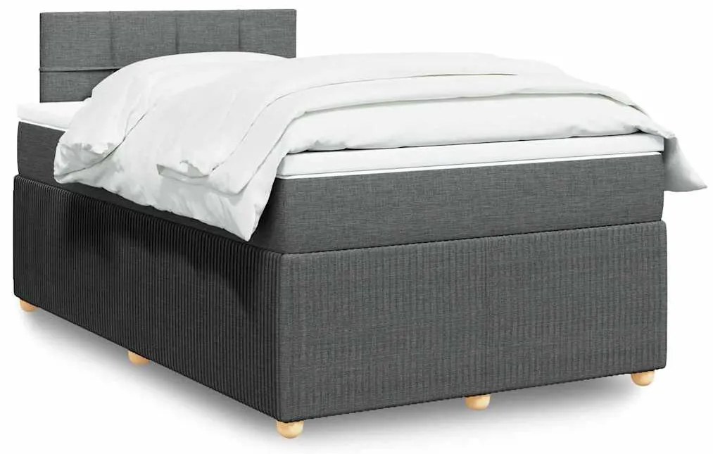 vidaXL Κρεβάτι Boxspring με Στρώμα Σκούρο Γκρι 120x200 εκ. Υφασμάτινο