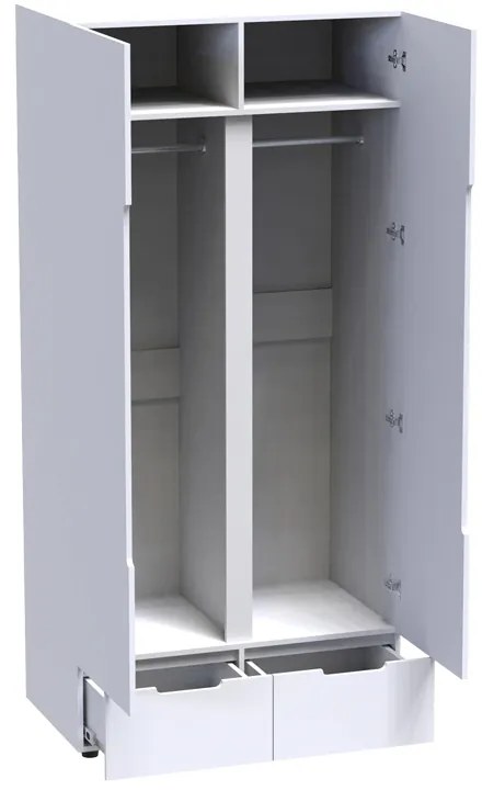 Ντουλάπα δίφυλλη Afina mdf σε λευκή glossy απόχρωση 100x57x213εκ