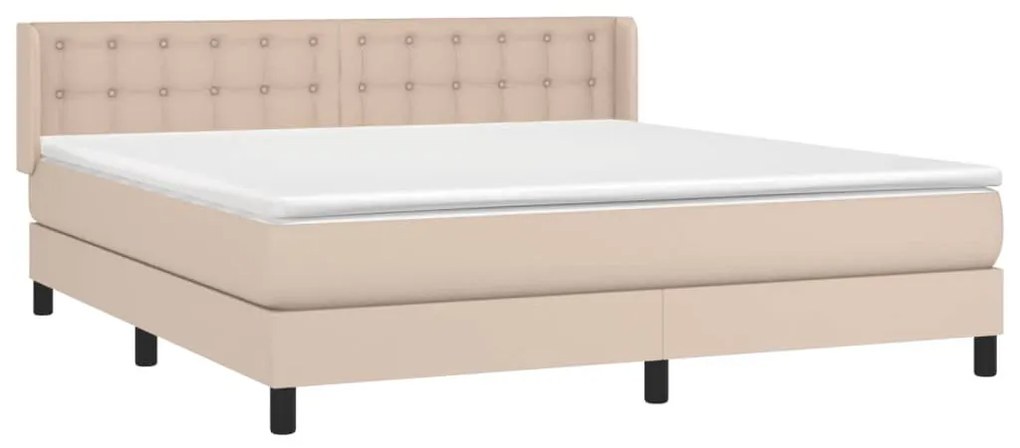 Κρεβάτι Boxspring με Στρώμα Καπουτσίνο 160x200εκ.από Συνθ.Δέρμα - Καφέ