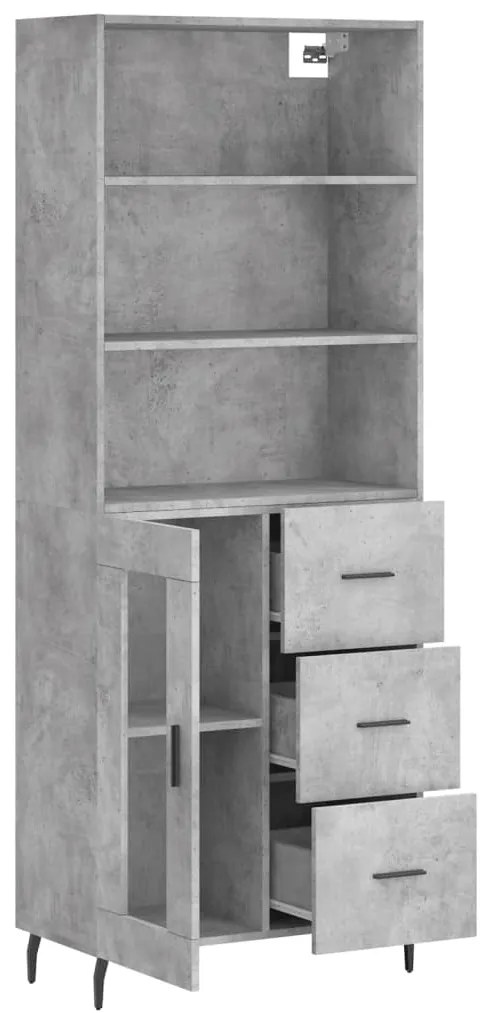 vidaXL Ντουλάπι Γκρι Σκυροδέματος 69,5x34x180 εκ. Επεξεργασμένο Ξύλο