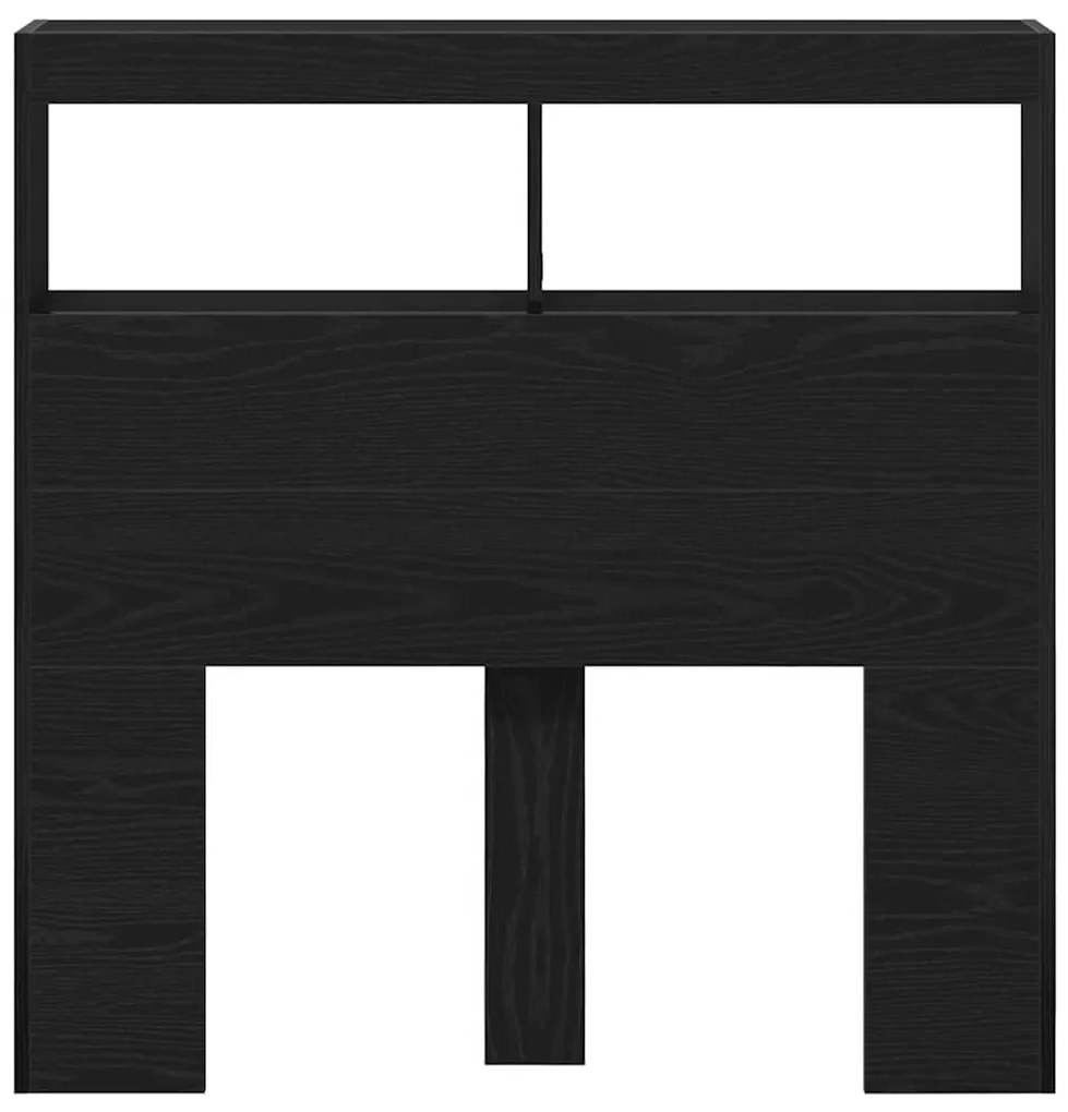 vidaXL Κεφαλάρι με Αποθηκευτικό Χώρο &amp; LED Μαύρο Δρυς 100x17x102 εκ.