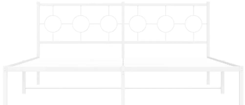 vidaXL Πλαίσιο Κρεβατιού με Κεφαλάρι Λευκό 183 x 213 εκ. Μεταλλικό