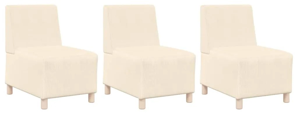 vidaXL Μοναδικός Καναπές χωρίς Χερούλια 3 pcs Κρεμ 55 x 74 x 82 εκ.