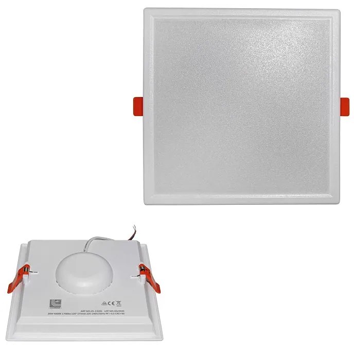 Adeleq Led Φωτιστικό Ψευδοροφής Τετράγωνο Πλήρες 20W 6200K 120° Λευκό 21-13200