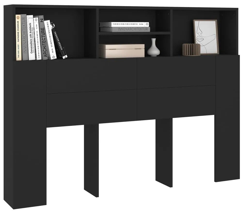 vidaXL Κεφαλάρι Με Αποθηκευτικό Χώρο Μαύρο 140 x 19 x 103,5 εκ.