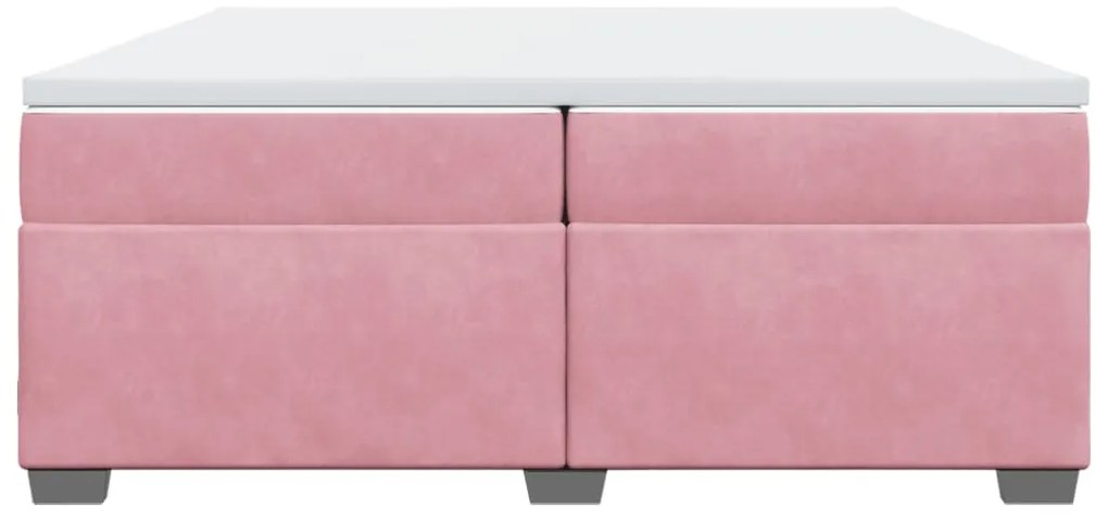 vidaXL Κρεβάτι Boxspring με Στρώμα Ροζ 200x200 εκ. Βελούδινο