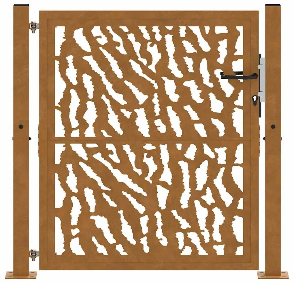 vidaXL Πύλη κήπου 105x105 cm από διαβρωμένο χάλυβα με σχέδιο ίχνος