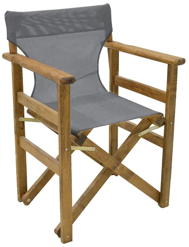 Καρέκλα-πολυθρόνα σκηνοθέτη Retto μασίφ ξύλο οξιάς καρυδί-πανί γκρι-λευκό Υλικό: Solid wood beech 237-000035