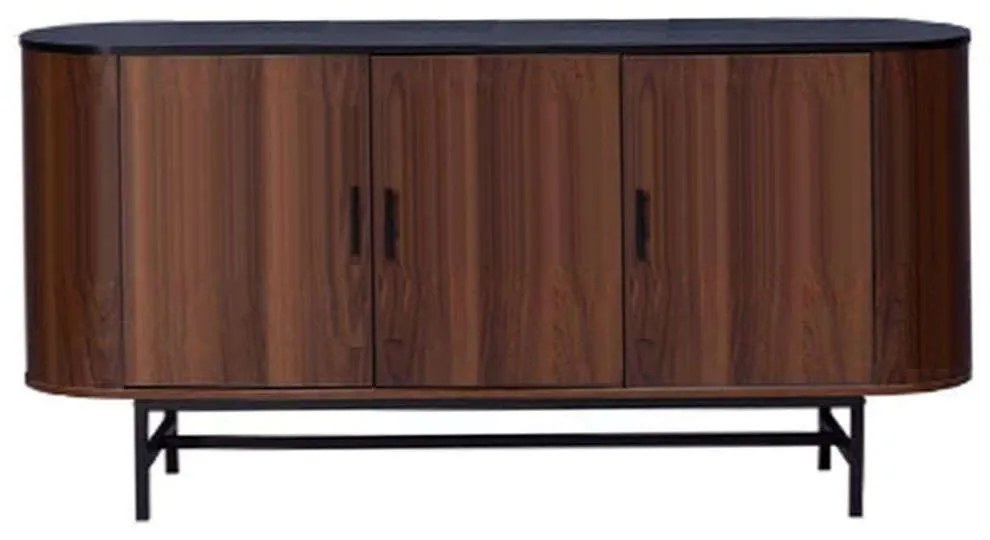 Μπουφές Oval 05-0665 150x45x74cm Walnut-Black Αλουμίνιο,Μελαμίνη