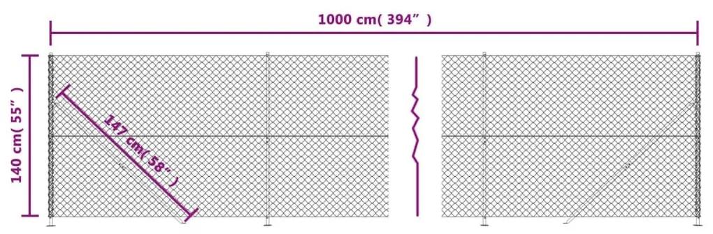 Συρματόπλεγμα Περίφραξης Ανθρακί 1,4 x 10 μ. με Βάσεις Φλάντζα - Ανθρακί