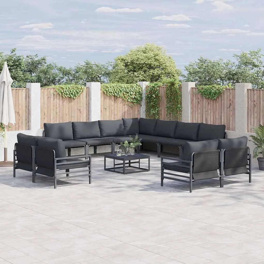 vidaXL Σετ Καναπέ Κήπου 12 pcs Ανθρακί Ατσάλι