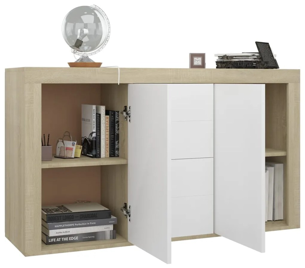 vidaXL Μπουφές Λευκό / Sonoma Δρυς 120 x 36 x 69 εκ. από Μοριοσανίδα