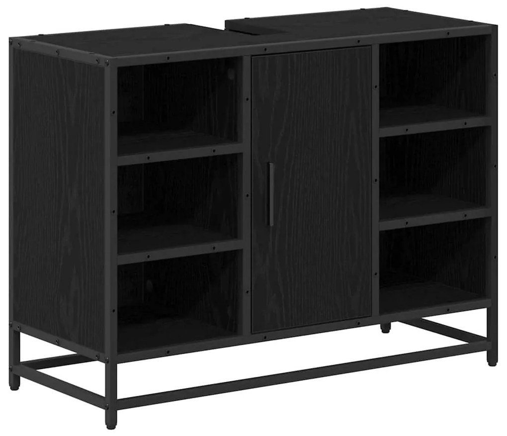 vidaXL Ντουλάπι Μπάνιου Μαύρη Οξυά 80 x 33 x 60 εκ Επεξεργασμένο ξύλο