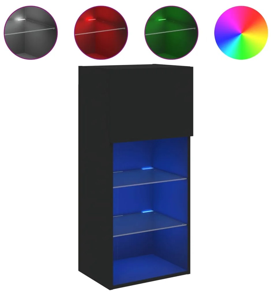 vidaXL Έπιπλο Τηλεόρασης με LED Μαύρο 40,5 x 30 x 90 εκ.