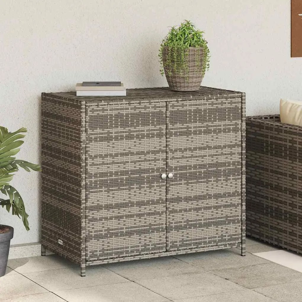 vidaXL Ντουλάπι Αποθήκευσης Κήπου Γκρι 83x45x76 εκ. από Συνθ. Ρατάν