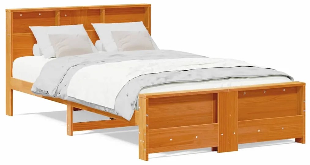 vidaXL Σκελετός Κρεβατιού Καφέ κεριού 140 x 190 cm Μασίφ ξύλο πεύκου