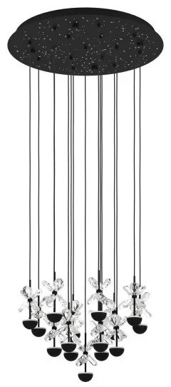 Κρεμαστό Φωτιστικό Οροφής 15xLED 1,8W Μαύρο Κρύσταλλο Dimmable Pianopoli 390277 Eglo -390277-Μαύρο 390277