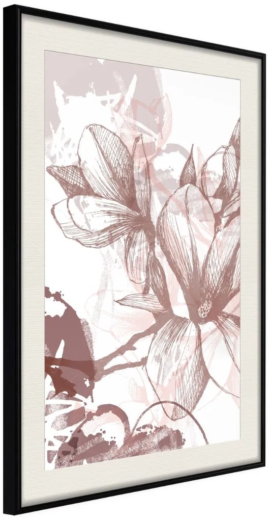 Αφίσα - Drawn Flower - 20x30 - Μαύρο - Με πασπαρτού