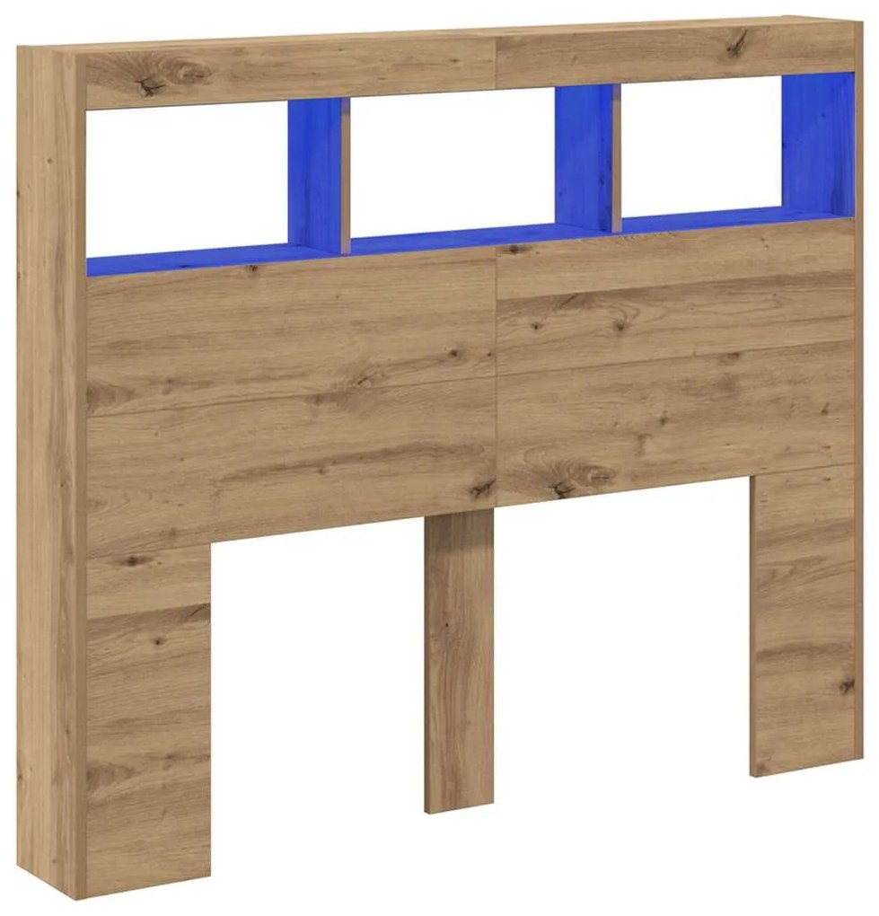 vidaXL Κεφαλάρι Ντουλάπι με LED artisan δρυς 121 x 17 x 102 εκ.