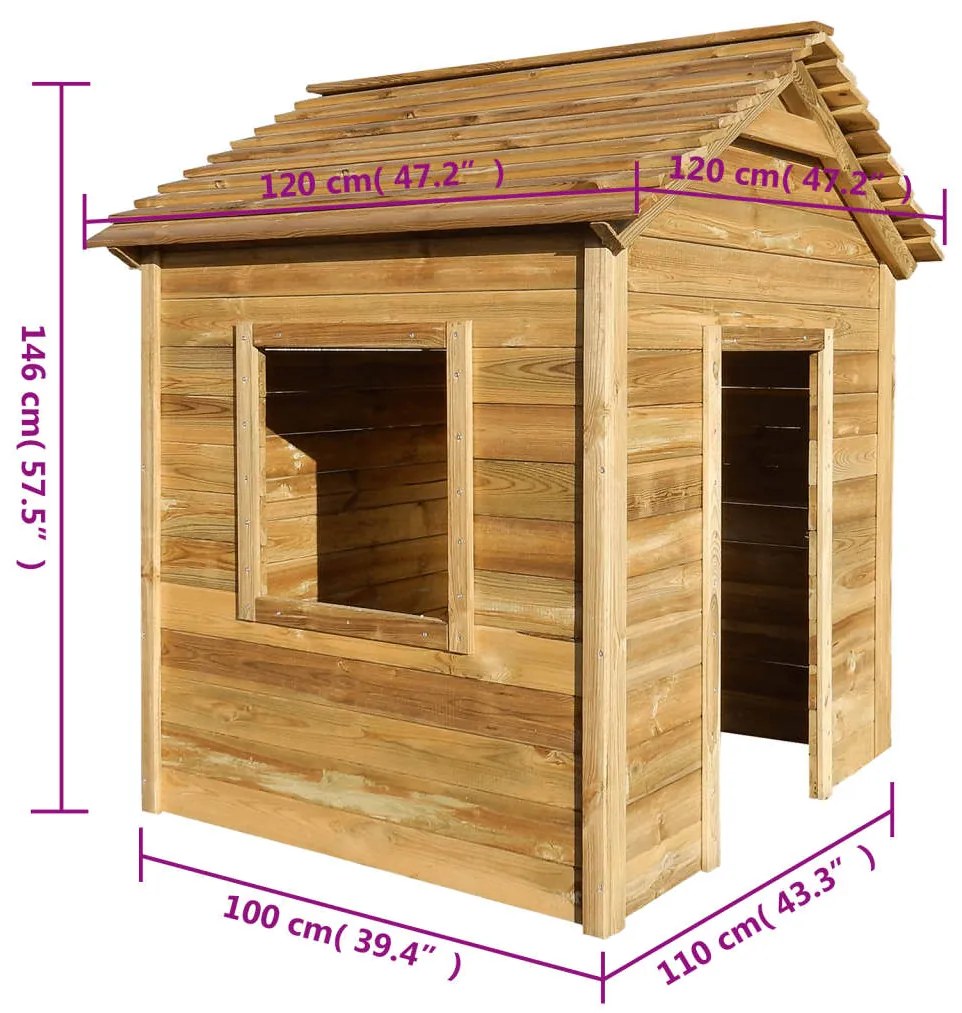 vidaXL Σπιτάκι Εξωτερικού Χώρου 120 x 120 x 146 εκ. από Ξύλο Πεύκου