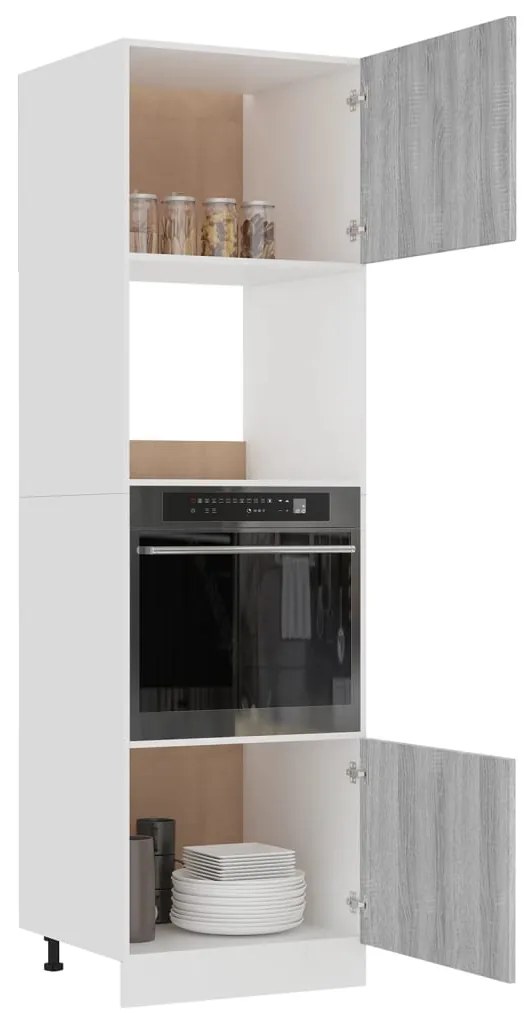 vidaXL Ντουλάπι Μικροκυμάτων "Lyon" Γκρι Sonoma 60x57x207 εκ. από Τεχνητό Ξύλο