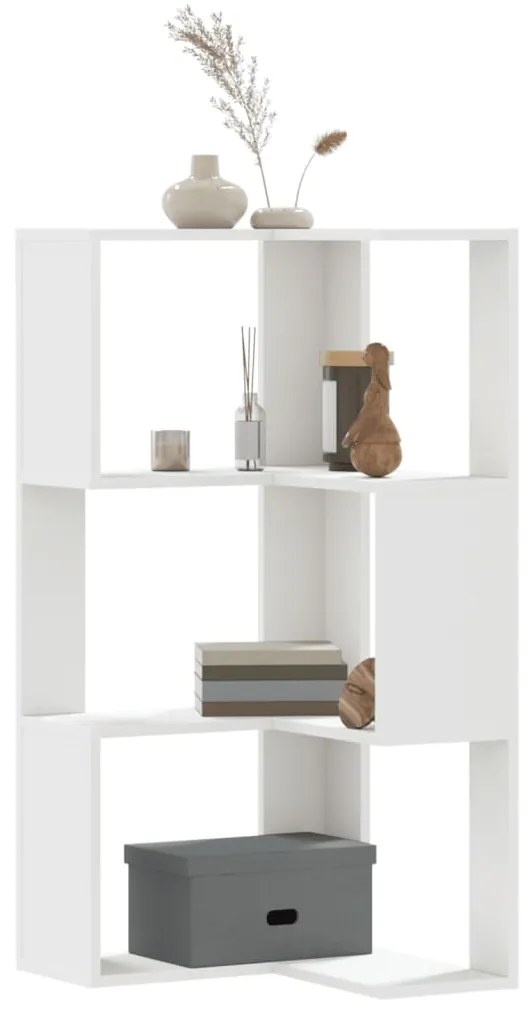 Βιβλιοθήκη Γωνιακή 3 Επ. Λευκή 50x50x102εκ Επεξ. Ξύλο