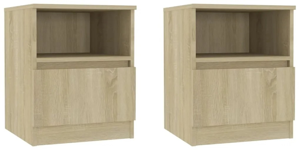vidaXL Κομοδίνα 2 τεμ. Sonoma Δρυς 40 x 40 x 50 εκ. από Επεξ. Ξύλο