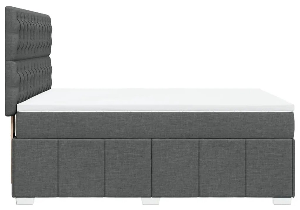 vidaXL Κρεβάτι Boxspring με Στρώμα Σκούρο Γκρι 160x200 εκ Υφασμάτινο