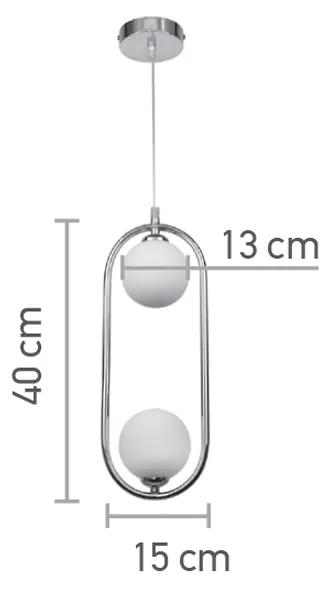 Κρεμαστό φωτιστικό σε χρώμιο απόχρωση και λευκή οπαλίνα 2XG9 D:40cm (4023-CH) - Γυαλί - 4023-CH