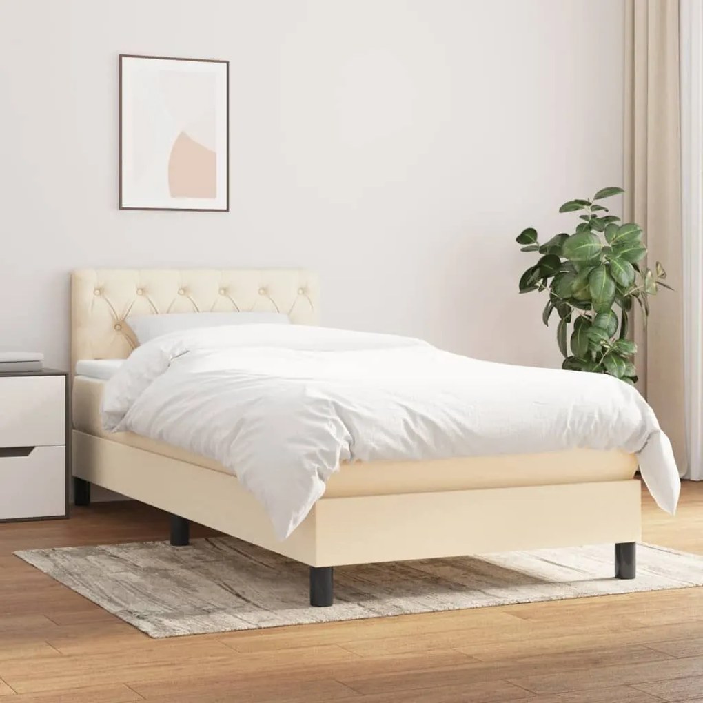 ΚΡΕΒΑΤΙ BOXSPRING ΜΕ ΣΤΡΩΜΑ ΚΡΕΜ 80 X 200 ΕΚ. ΥΦΑΣΜΑΤΙΝΟ 3140254